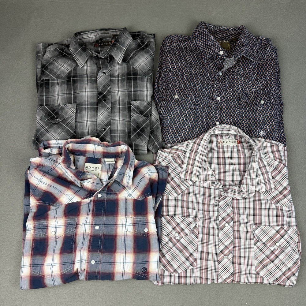 ROPER Western‎ Shirts Men's XL Pearl Snap Long Sleeve Work Ranch LOT OF 4